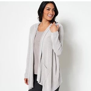 Barefoot Dreams CozyChic Ultra Lite Seashore Hoodie Cardigan Oyster 1X
